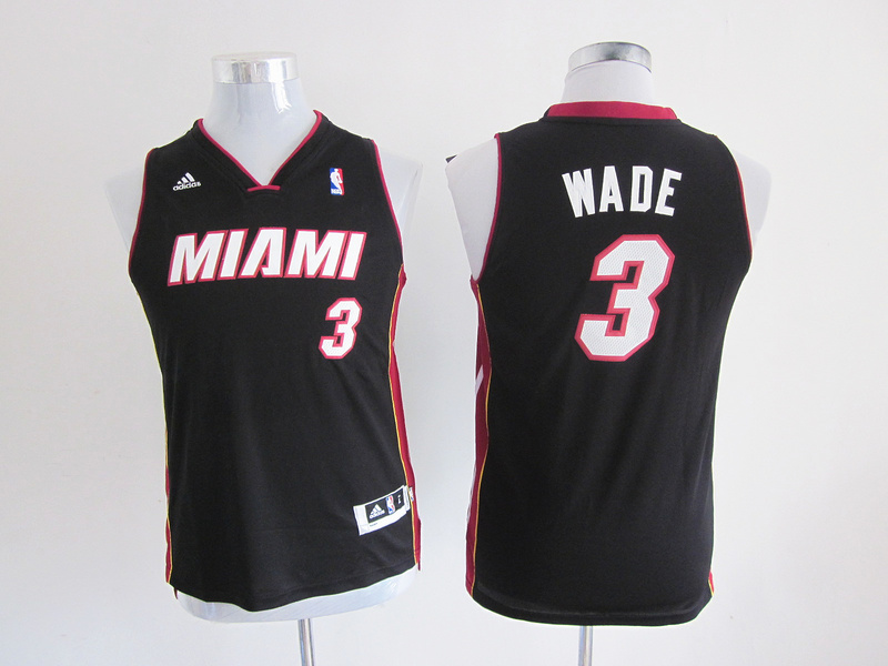  NBA Kids Miami Heat 3 Dwyane Wade New Revolution 30 Swingman Youth Black Jersey